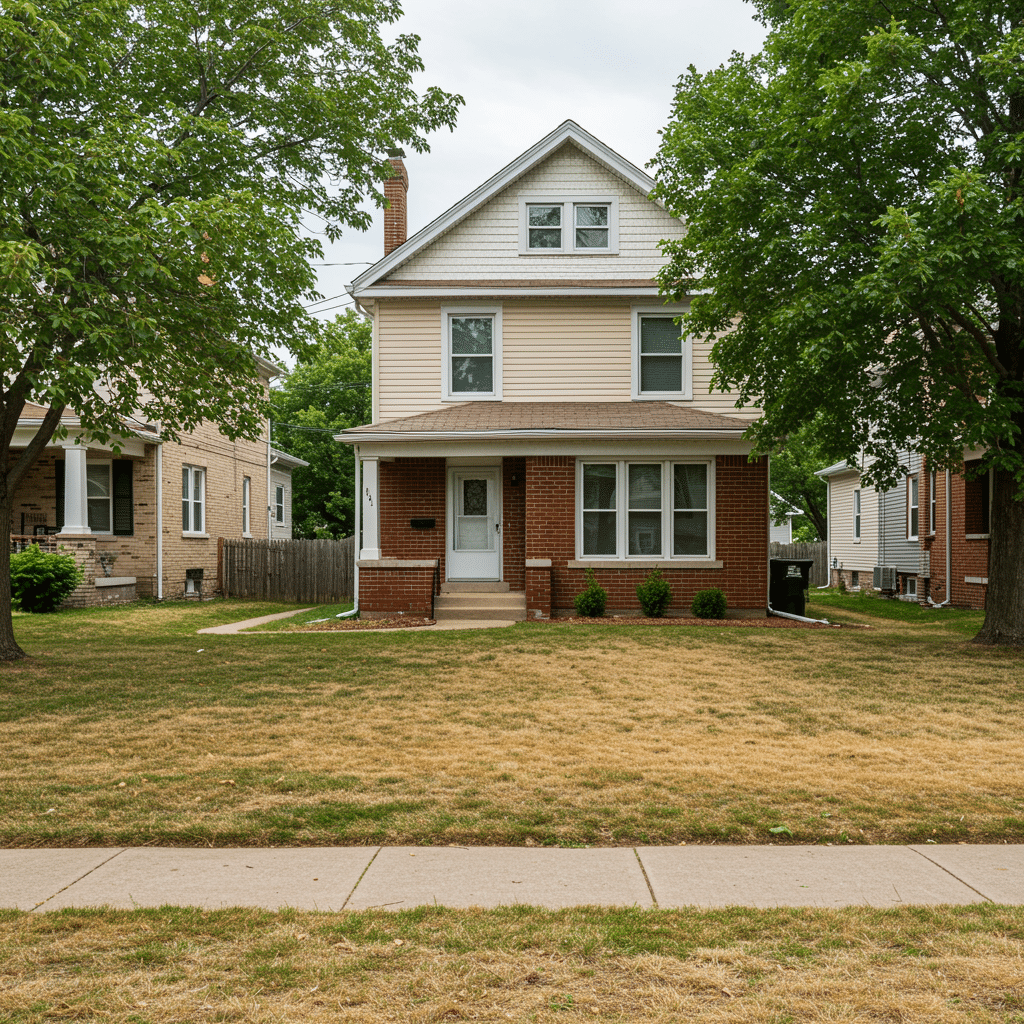 Restored Indianapolis home exterior at 9810 Rawles Ave featuring clean facade and gleaming windows, representing water damage restoration, carpet cleaning, and fire damage restoration services